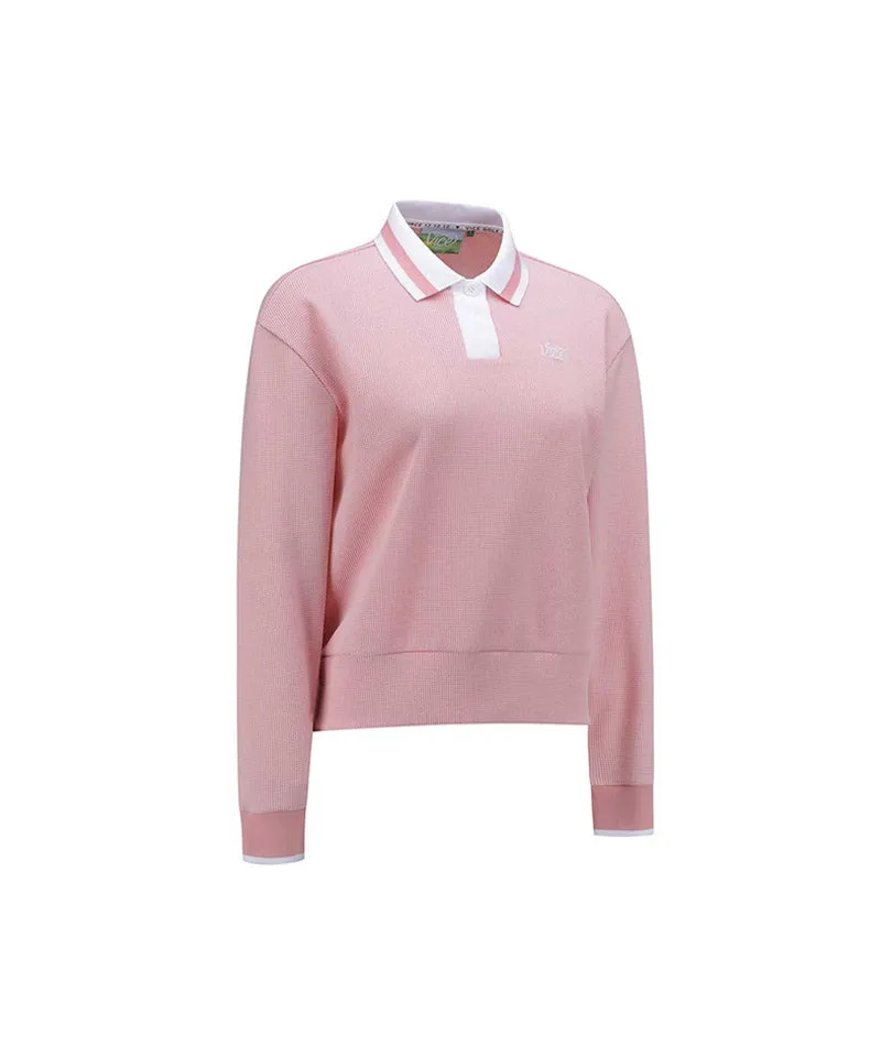Vice Golf Atelier Women's Textured Collared Long Sleeve T-Shirt - Pink