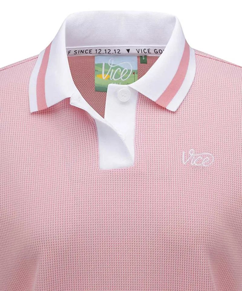 Vice Golf Atelier Women's Textured Collared Long Sleeve T-Shirt - Pink