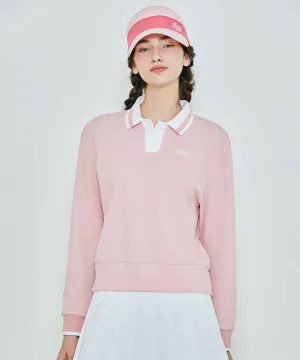 Vice Golf Atelier Women's Textured Collared Long Sleeve T-Shirt - Pink