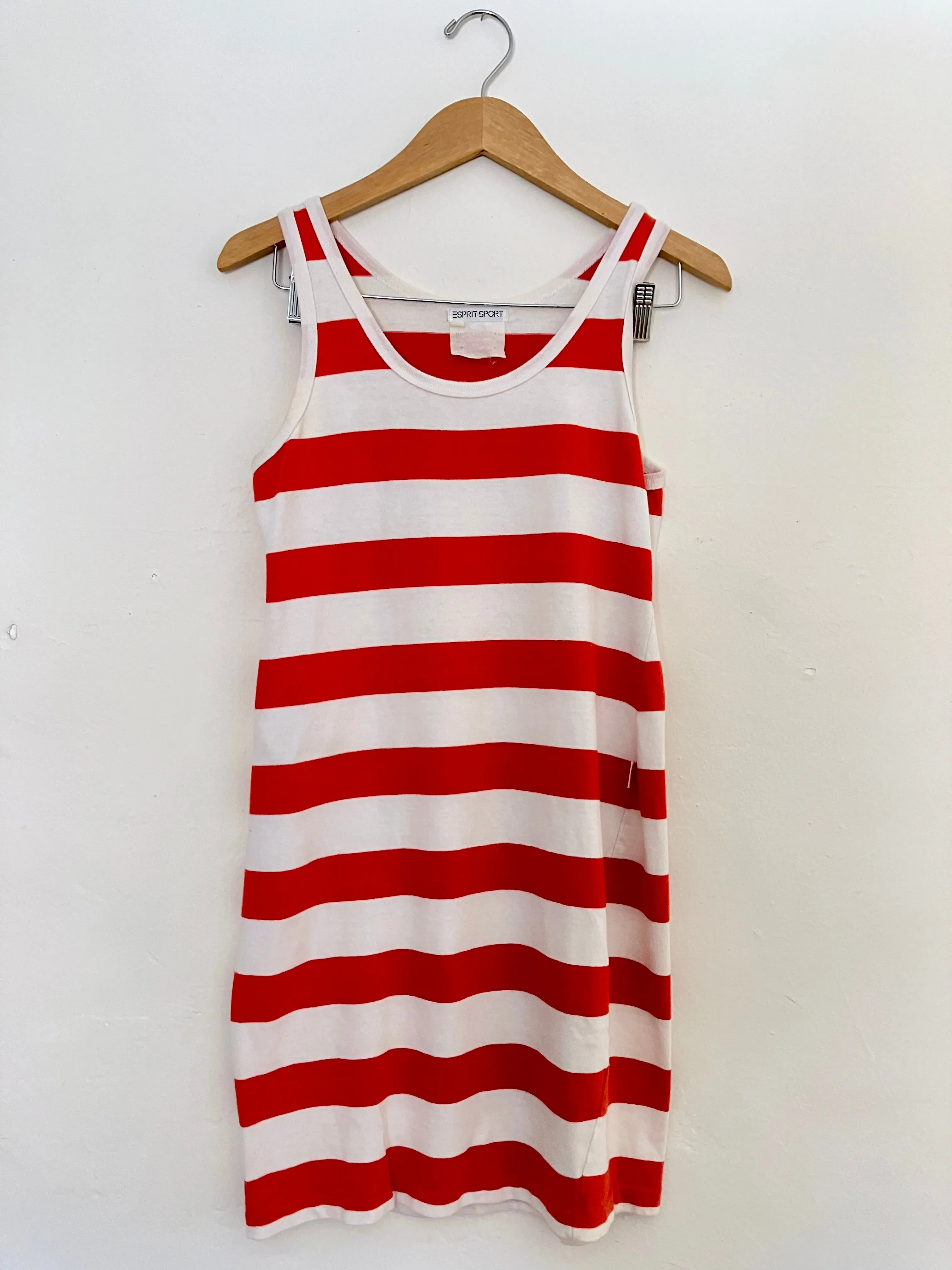Vintage Esprit Red and White Striped Cotton Dress