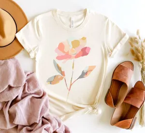 Watercolor Floral Sublimation Tee Beige