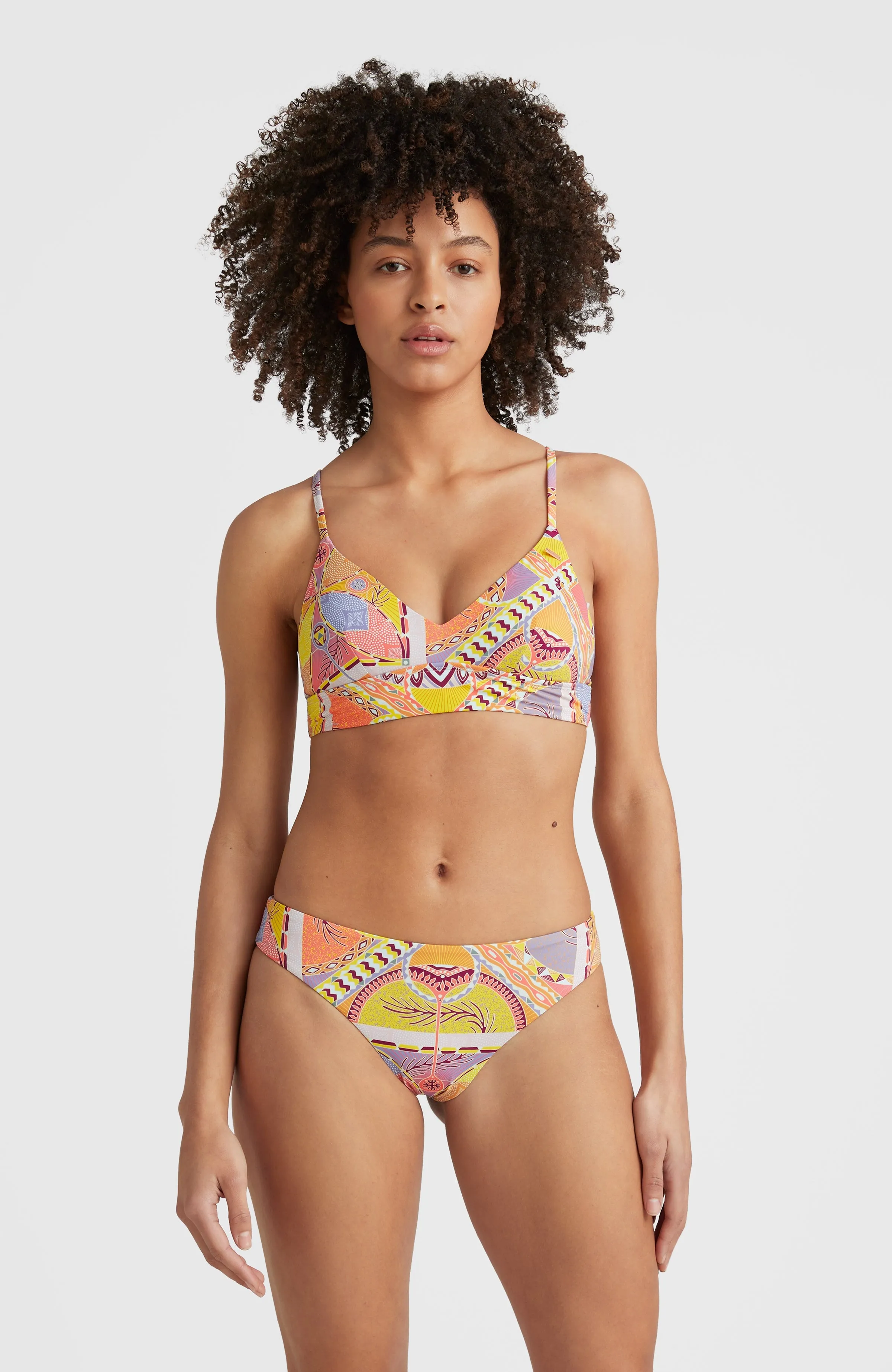 Wave Bikini Oberteil | Yellow Scarf Print