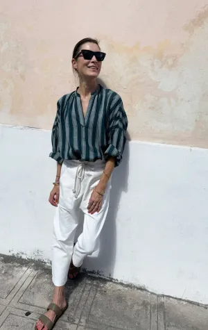 White Khadi Paperbag pant
