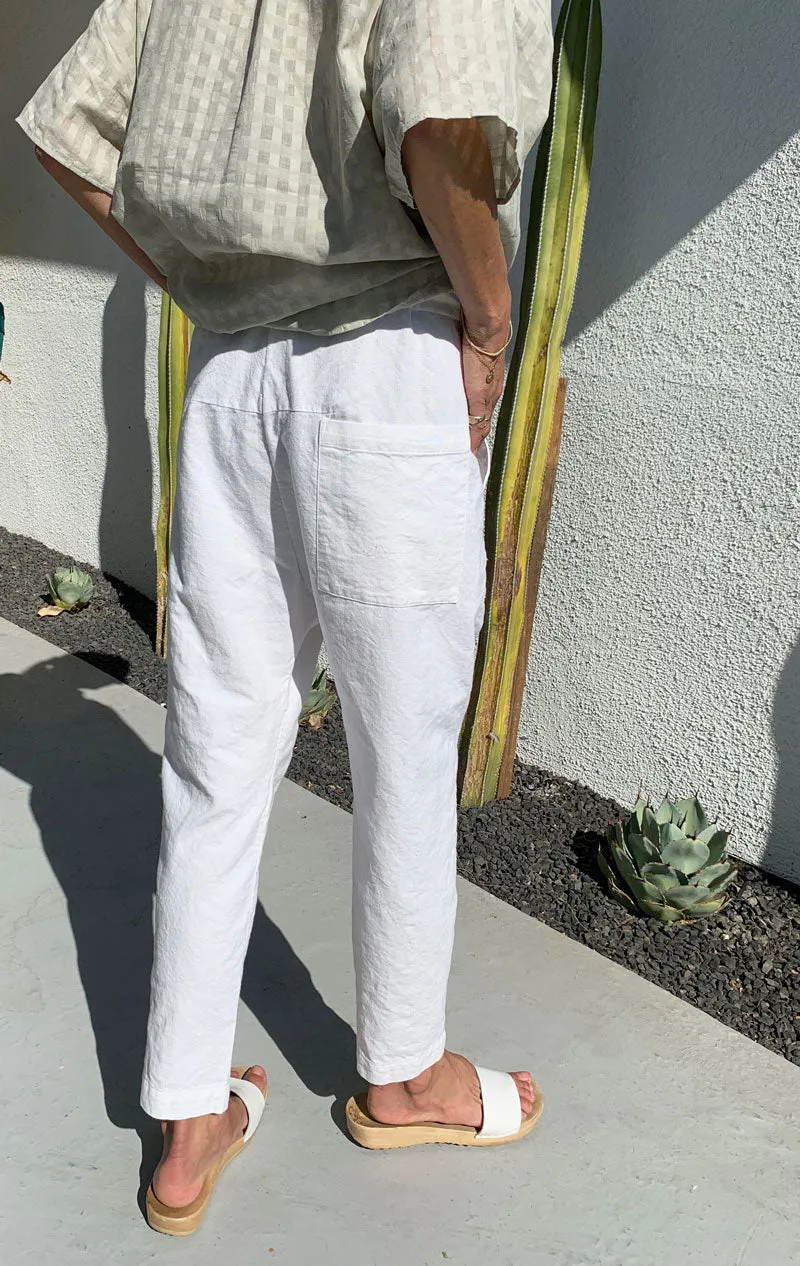 White Khadi Paperbag pant