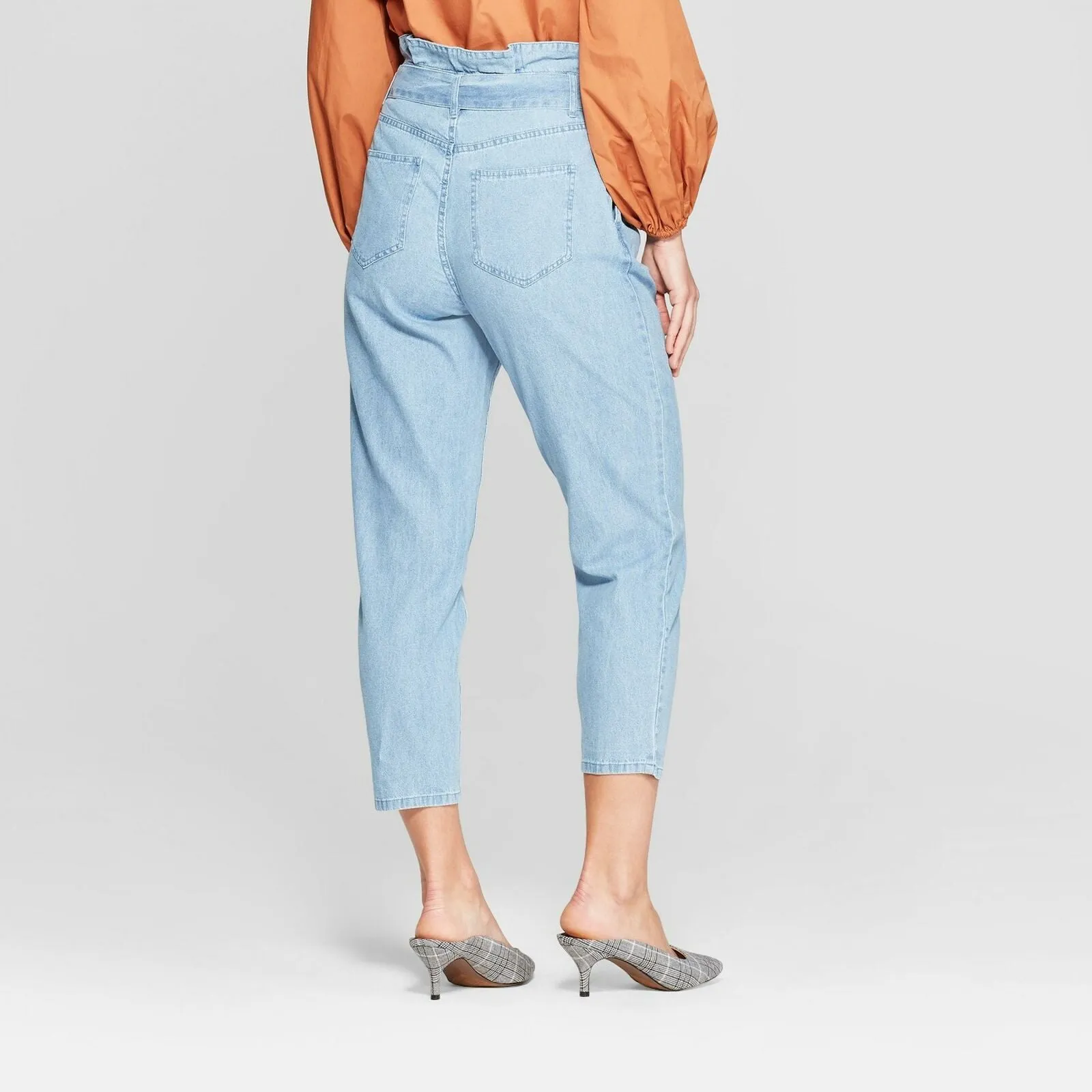 Who What Wear Women's Mid Rise Paperbag Pants Denim