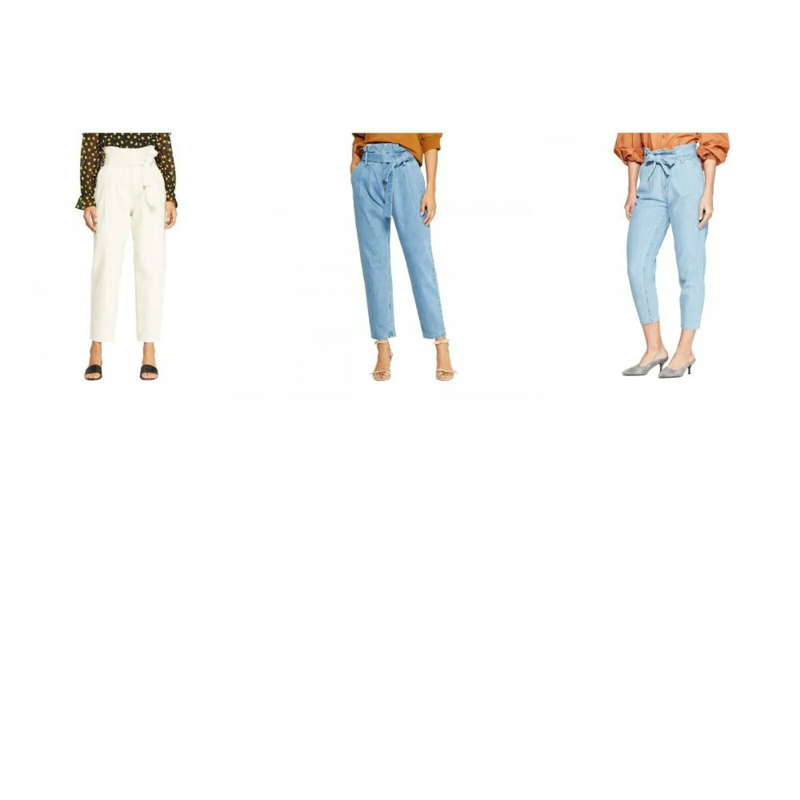Who What Wear Women's Mid Rise Paperbag Pants Denim