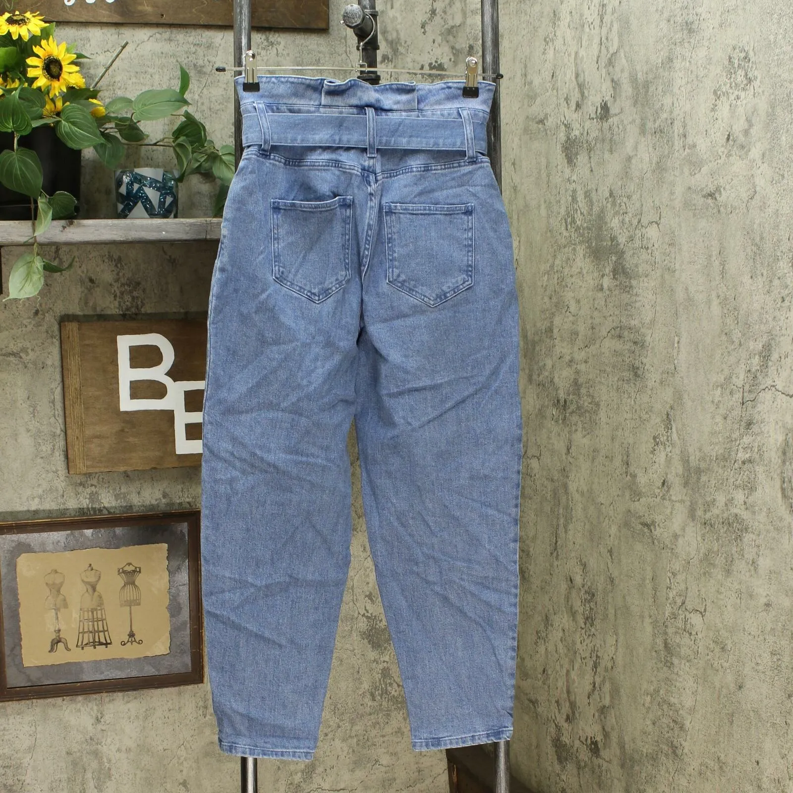 Who What Wear Women's Mid Rise Paperbag Pants Denim