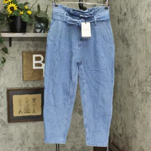 Who What Wear Women's Mid-Rise Straight Leg Paperbag Pants Denim WB-437