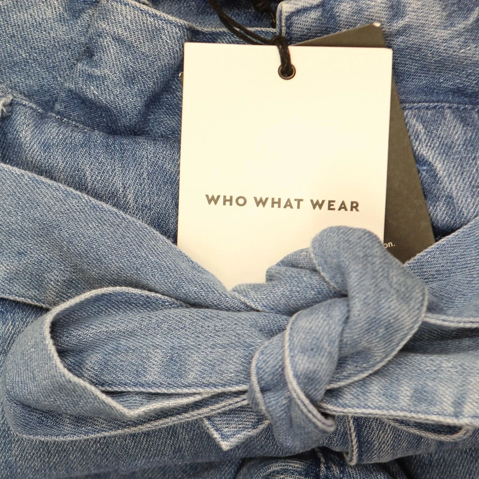 Who What Wear Women's Mid-Rise Straight Leg Paperbag Pants Denim WB-437