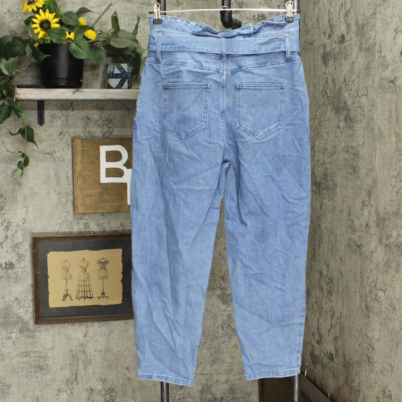 Who What Wear Women's Mid-Rise Straight Leg Paperbag Pants Denim WB-437