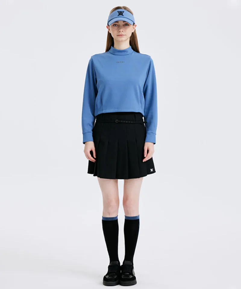 Women's Buckle Point Pleats Skirt - Black