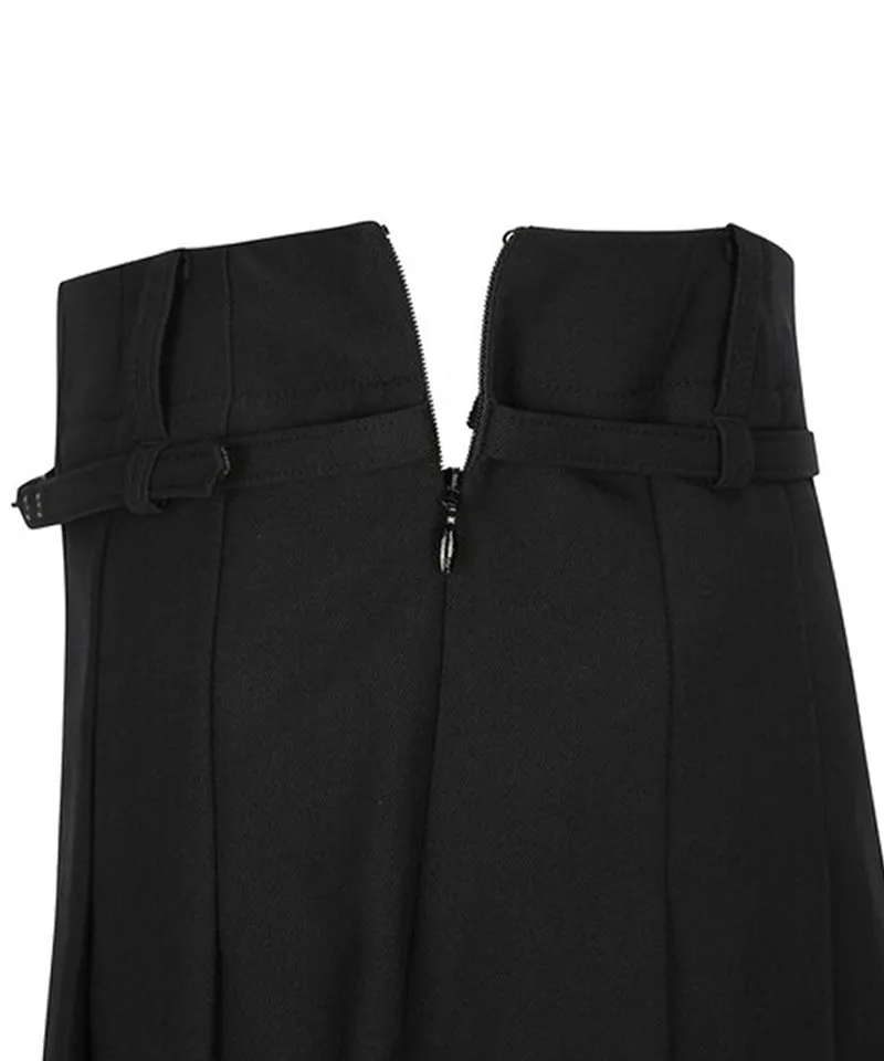 Women's Buckle Point Pleats Skirt - Black