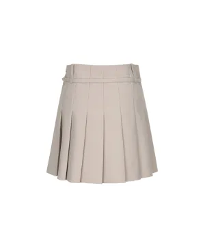 Women's Buckle Point Pleats Skirt - Light Beige