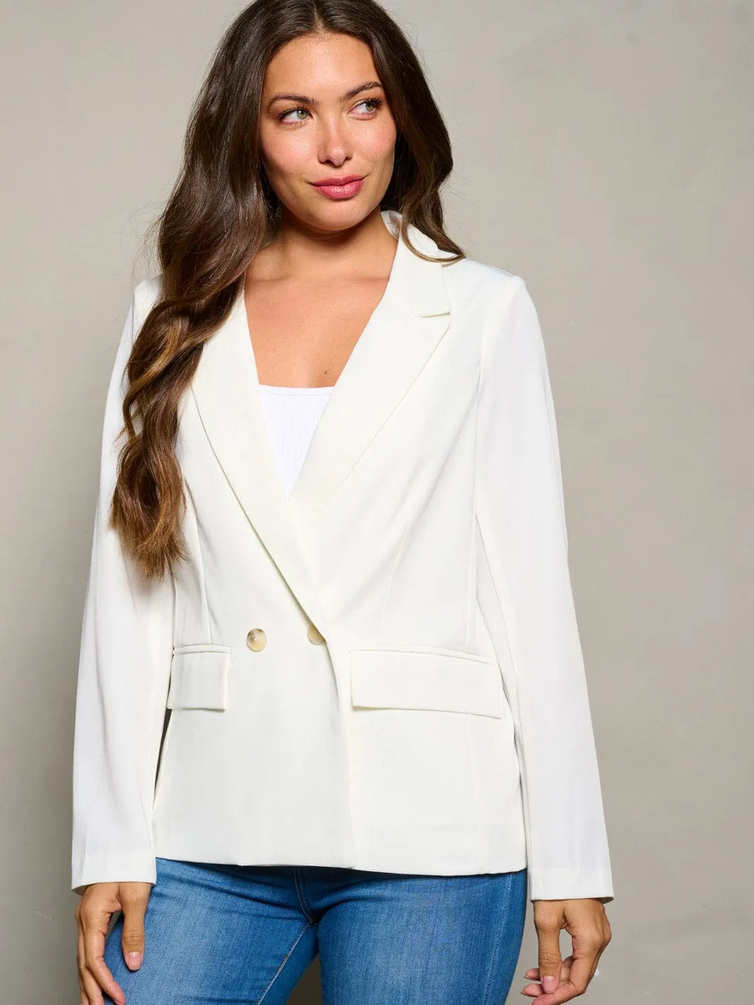 WOMEN'S LONG SLEEVE BUTTON CLOSURE BLAZER