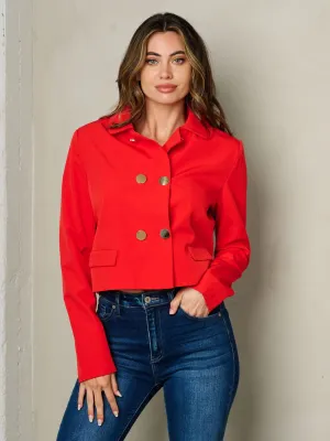 WOMEN'S LONG SLEEVE BUTTON CLOSURE BLAZER