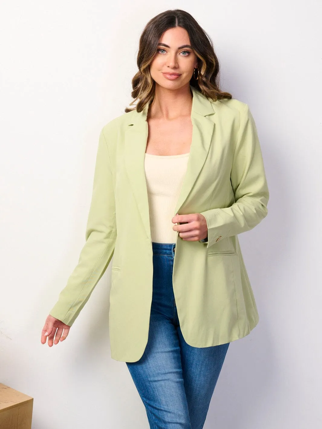 WOMEN'S LONG SLEEVE BUTTON CLOSURE BLAZER