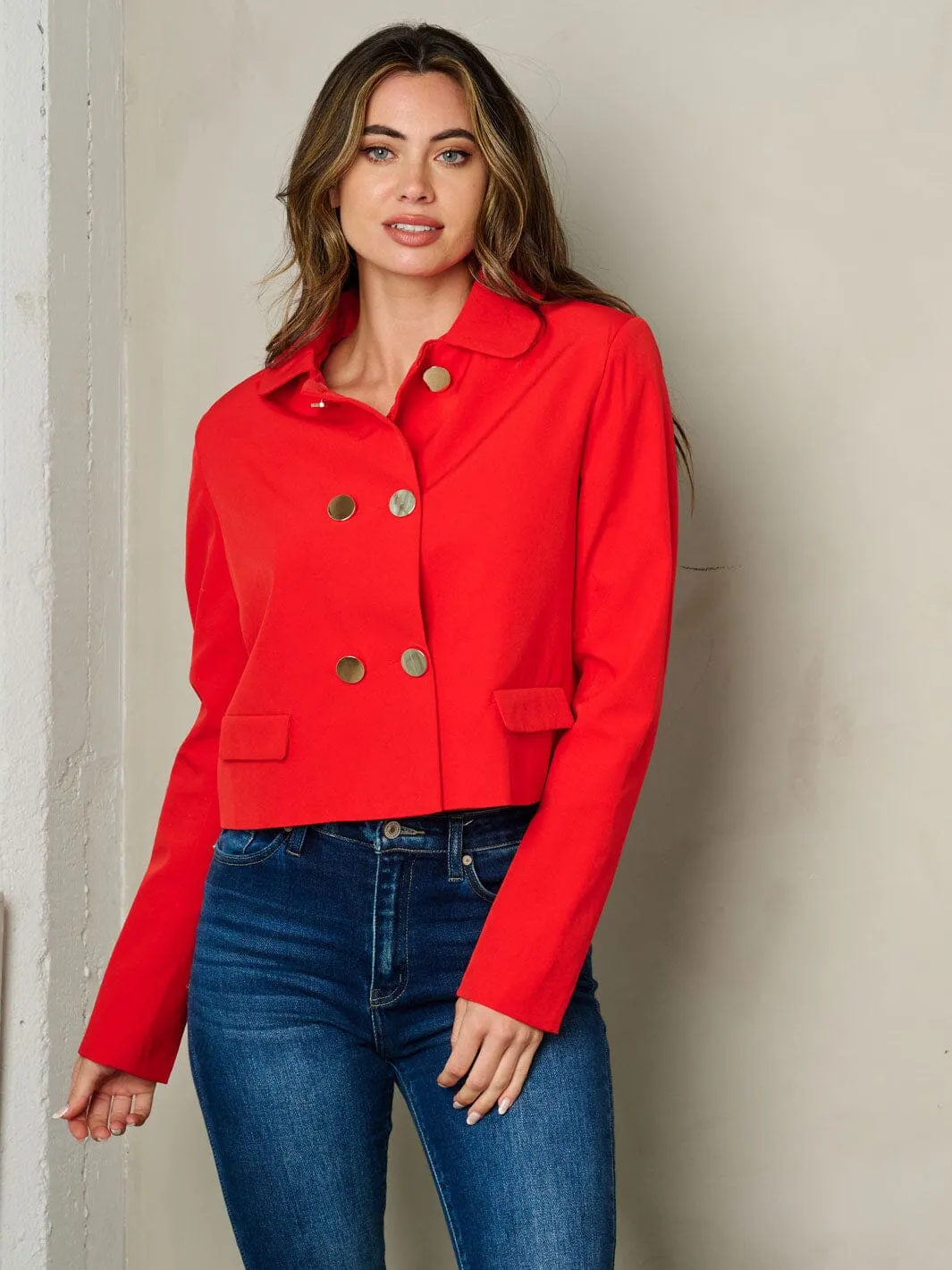 WOMEN'S LONG SLEEVE BUTTON CLOSURE BLAZER