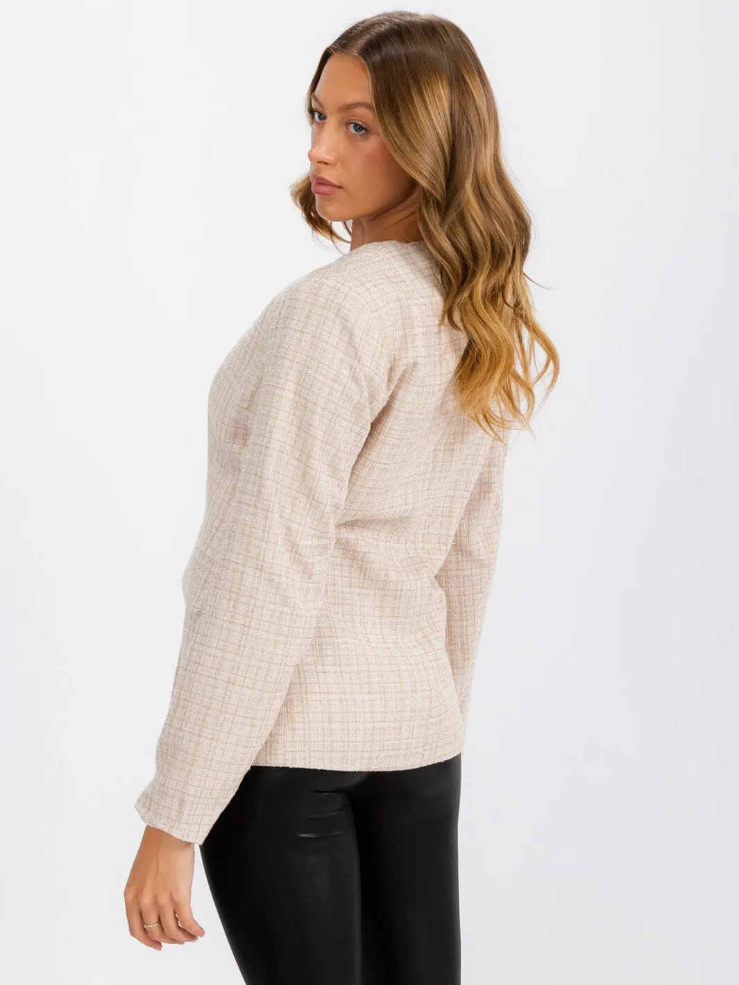 WOMEN'S LONG SLEEVE BUTTON CLOSURE FRONT POCKET BLAZER