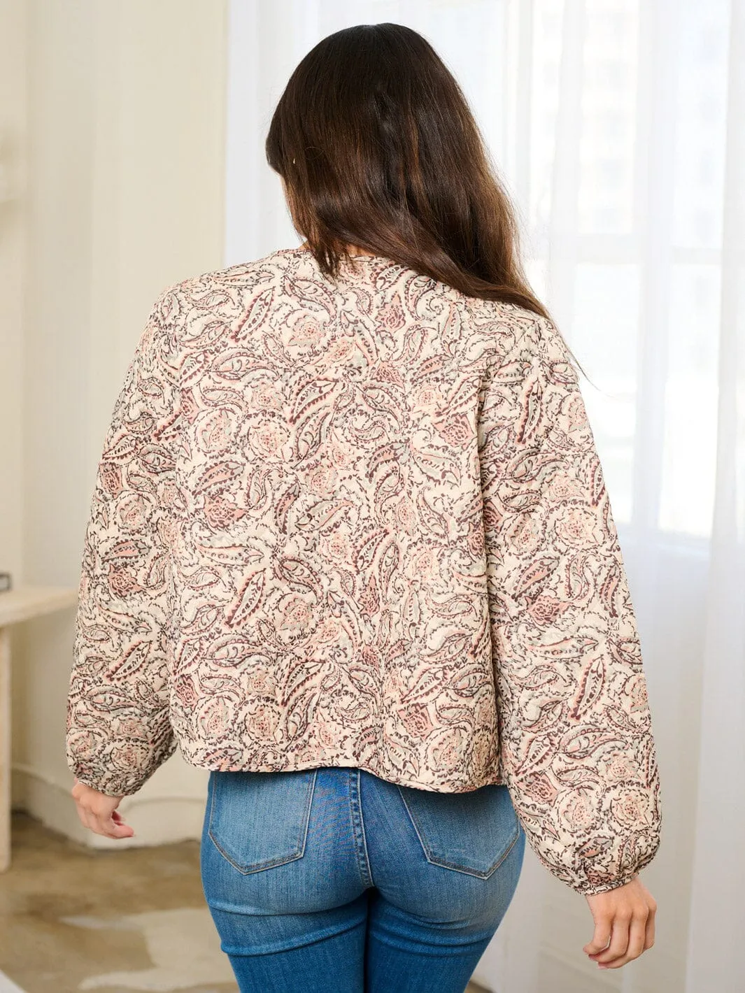 WOMEN'S LONG SLEEVE BUTTON CLOSURE MULTI PRINT BLAZER