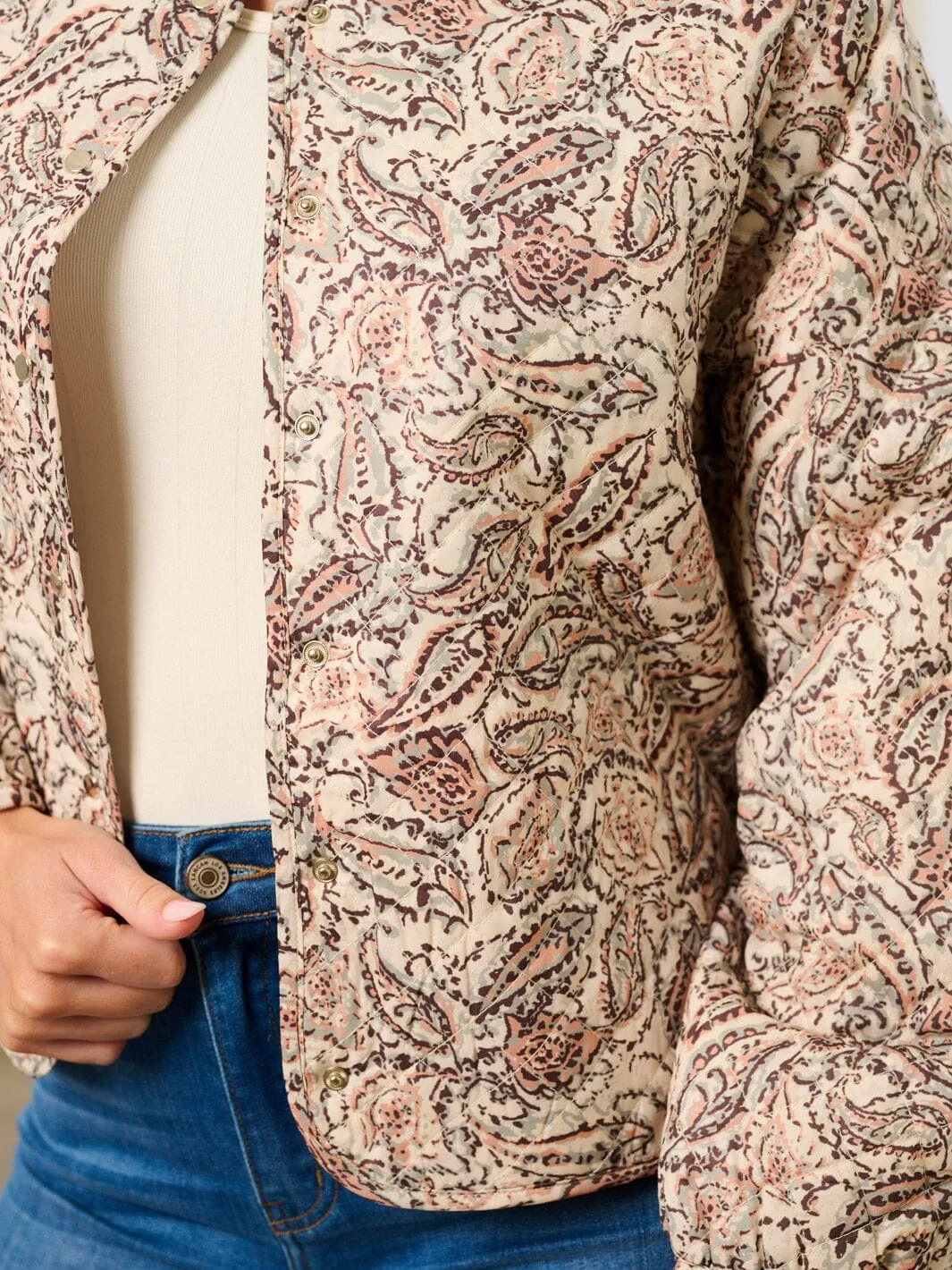 WOMEN'S LONG SLEEVE BUTTON CLOSURE MULTI PRINT BLAZER