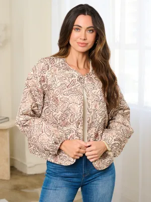 WOMEN'S LONG SLEEVE BUTTON CLOSURE MULTI PRINT BLAZER