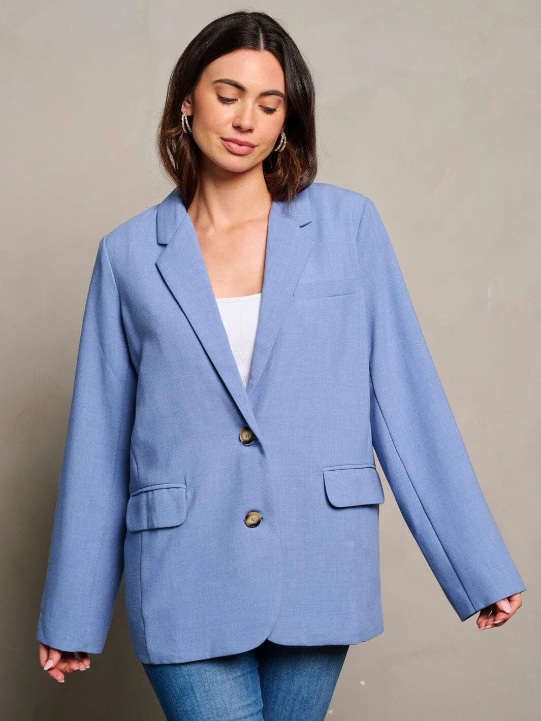 WOMEN'S LONG SLEEVE BUTTON CLOSURE POCKETS BLAZER