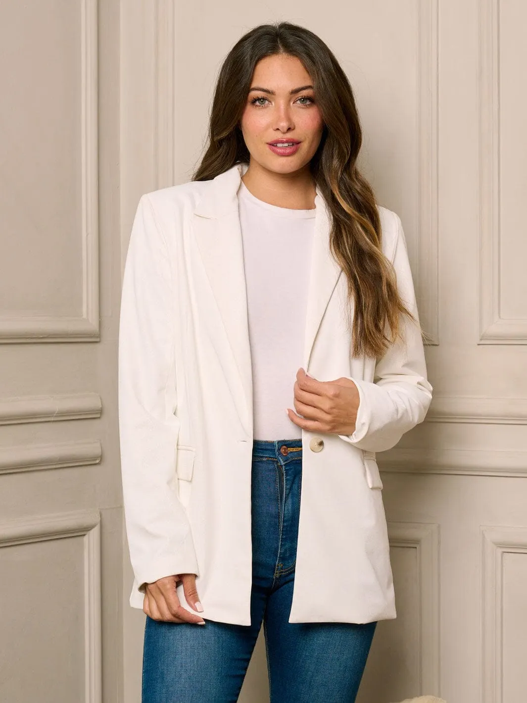WOMEN'S LONG SLEEVE BUTTON CLOSURE SNAKE PRINT PU BLAZER