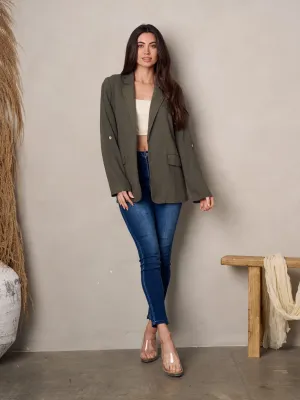 WOMEN'S LONG SLEEVE FRONT POCKETS BLAZER