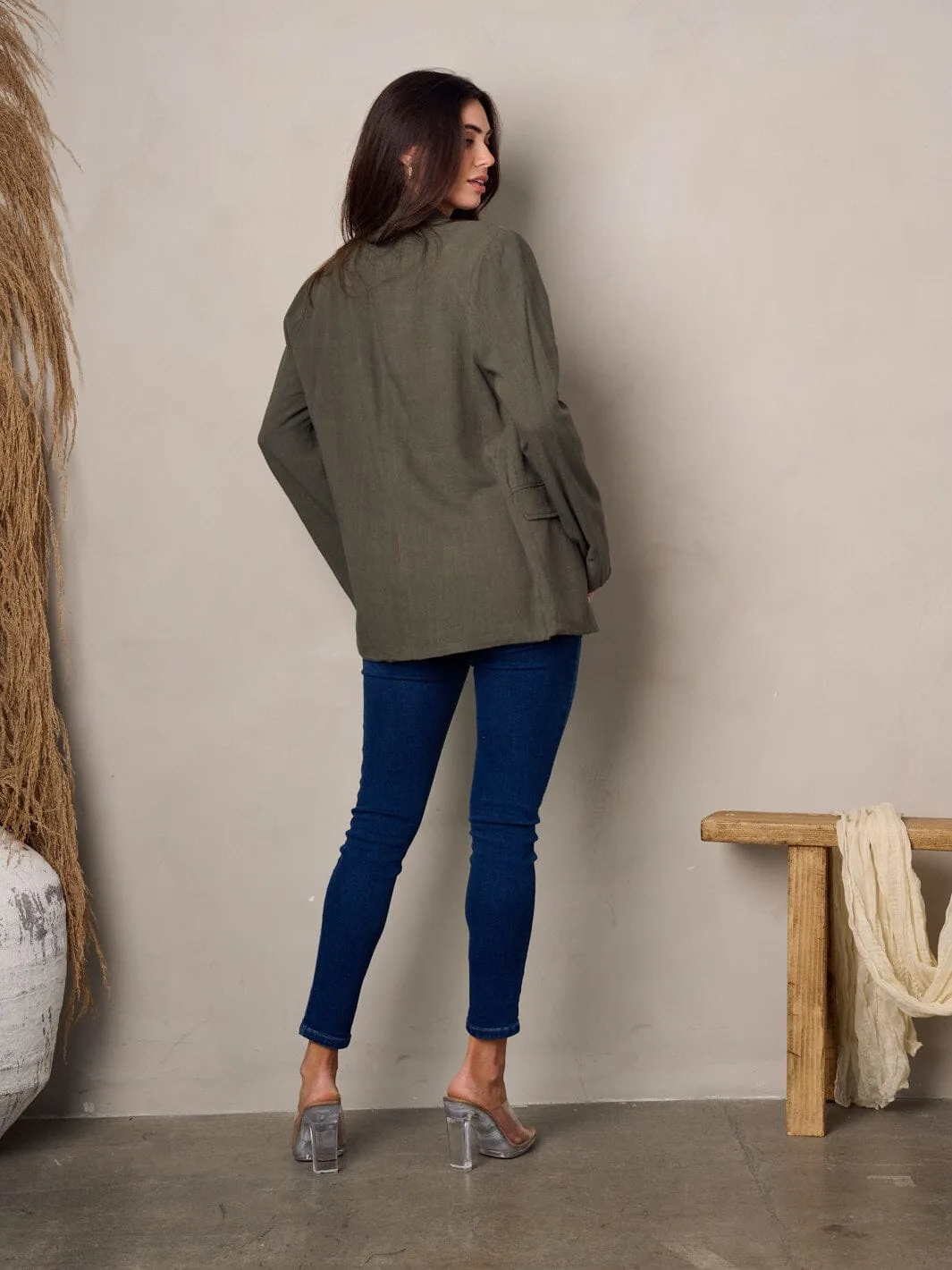 WOMEN'S LONG SLEEVE FRONT POCKETS BLAZER