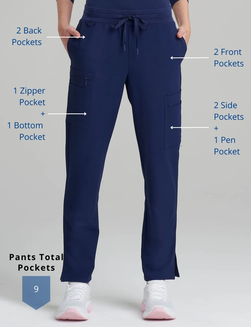 Womens Straight Leg Scrub Pants - Royal Blue