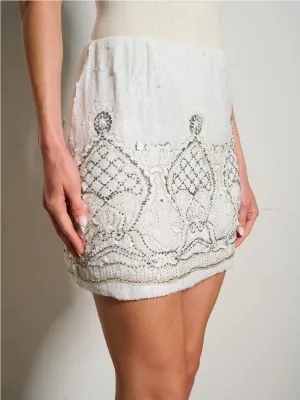 WOMEN'S ZIP UP SEQUINS MINI SKIRT