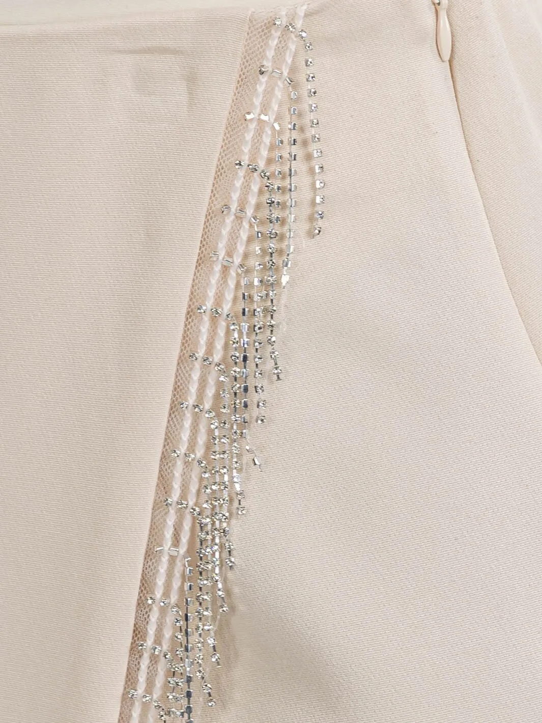 WOMEN'S ZIP UP STUD FRINGE DETAILED MINI SKORT
