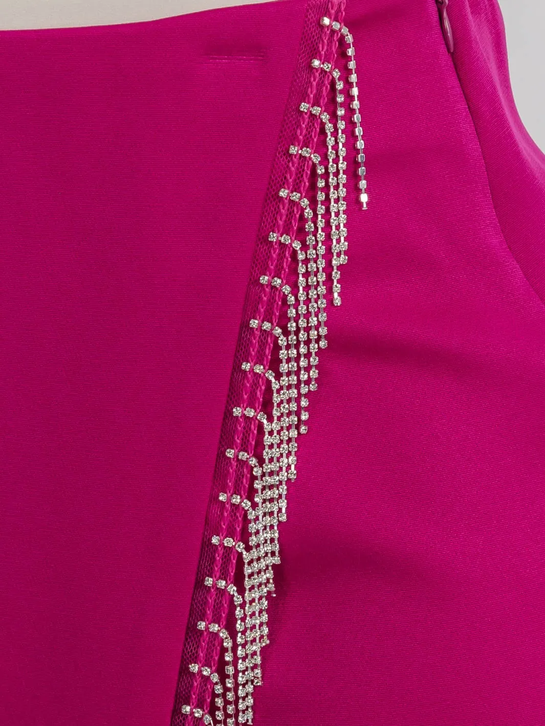WOMEN'S ZIP UP STUD FRINGE DETAILED MINI SKORT