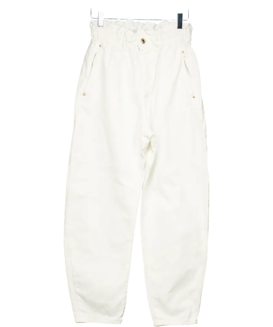 ZARA White High Waist Paperbag Jeans UK 6